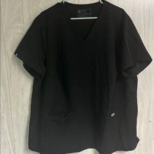 Figs Black V-Neck Scrub Top